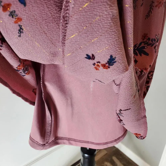 Lily Rose Mauve Floral Metallic Striped Women's Mini Dress Size XS NWOT - Picture 10 of 14